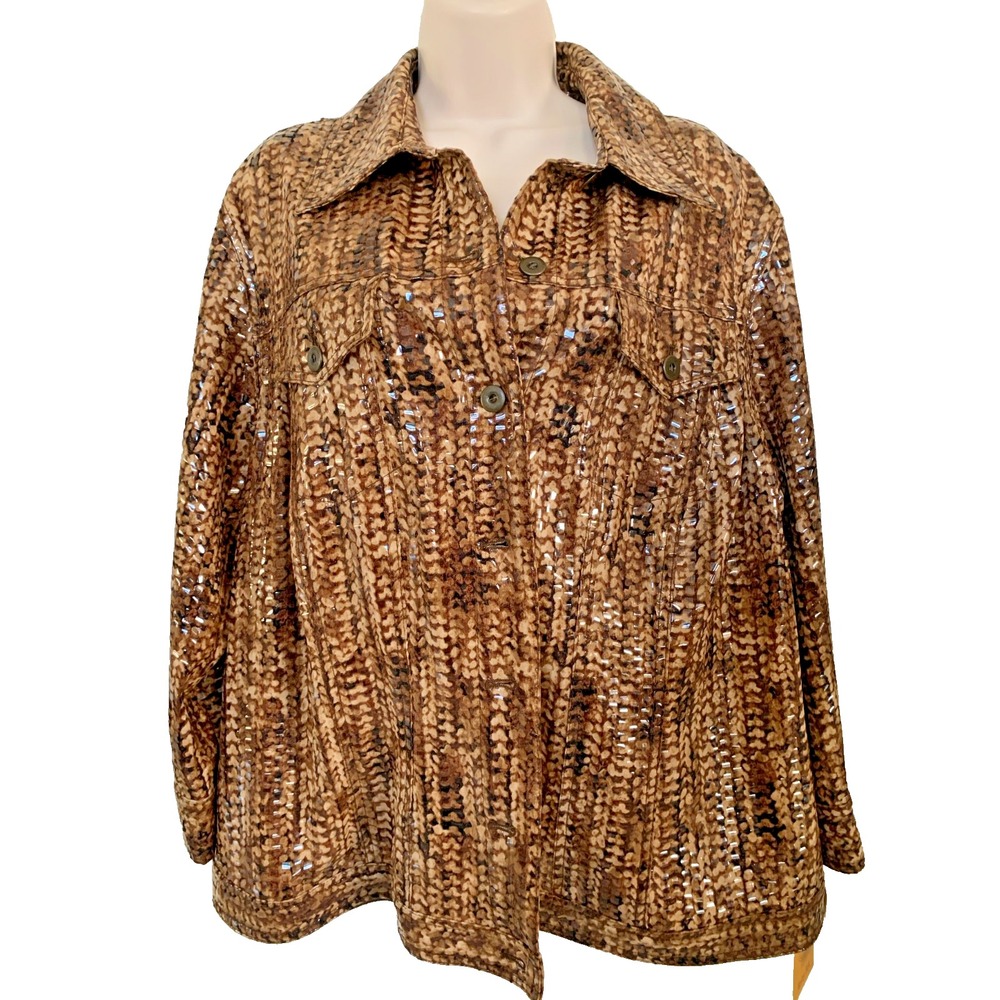 Ruby Rd. Woman Jacket Size 20W Brown Hues Snake Like Design‎ Retail $59